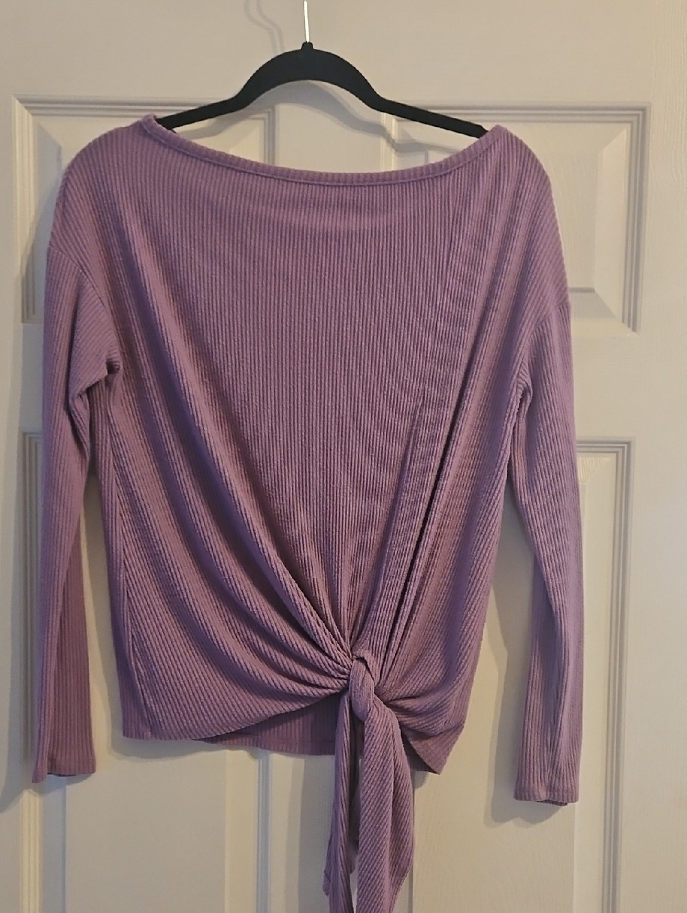 Harlowe & Graham Ribbed Tie-Front Top - Lavender